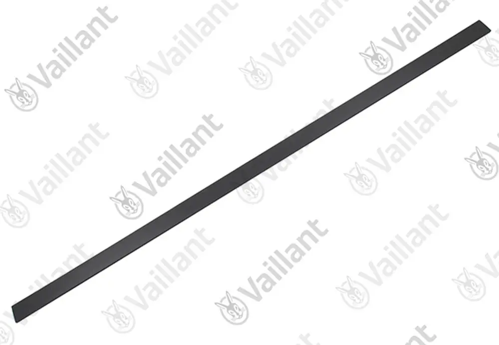 Vaillant Abdeckung in schlanker, rechteckiger Form, schwarz, längs angeordnet, auf weißem Hintergrund.